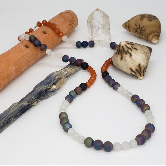 Sedona Druzy with Quartzite Beaded Necklace - Picture 3 of 9